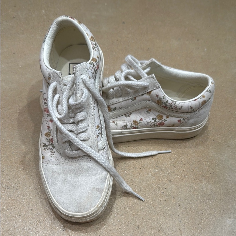 Vans White Floral Women's Sneakers